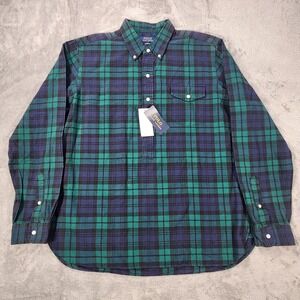 Polo Ralph Lauren Shirt Men XL Green Blue Black Tartan Plaid Classic Fit Flannel